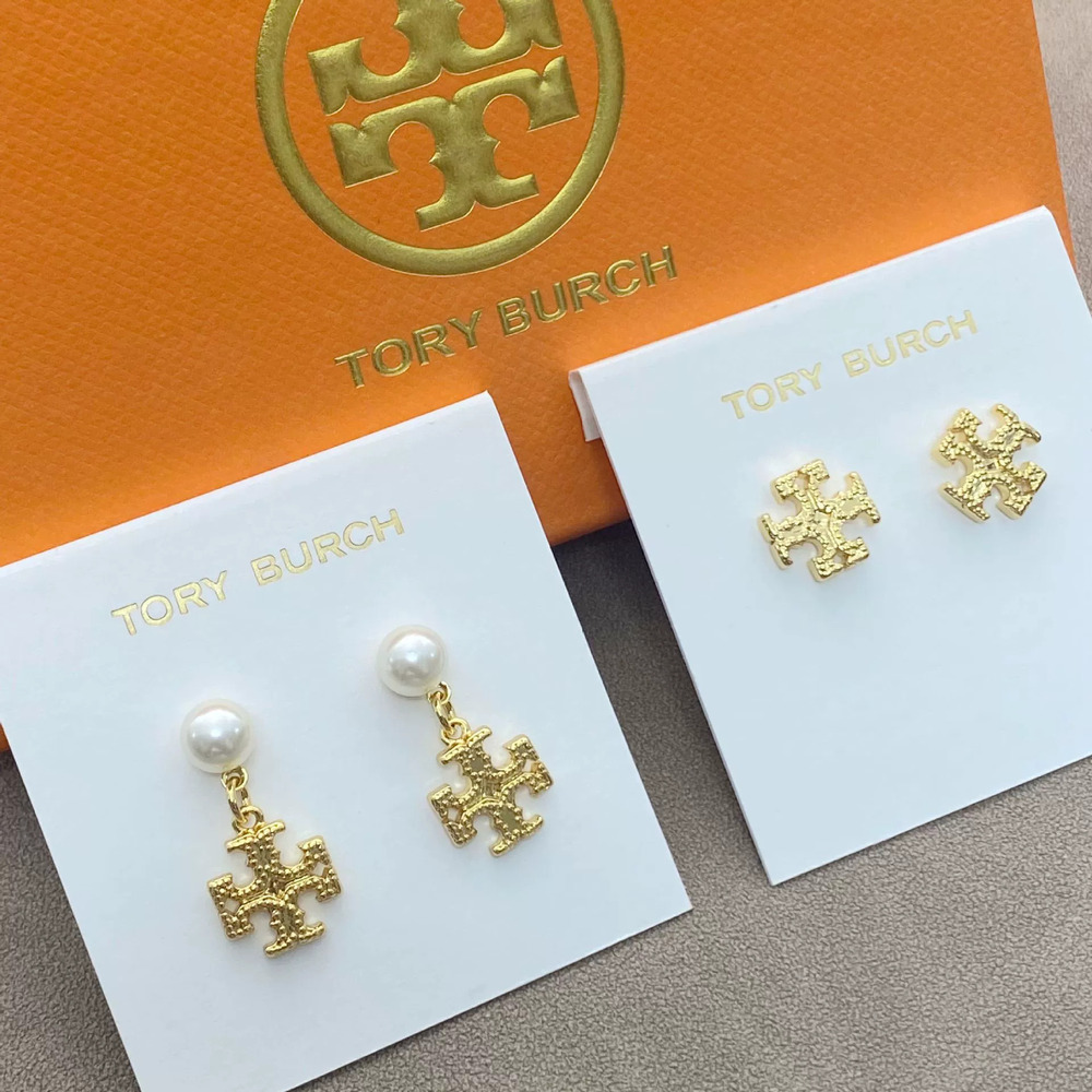 Tory Burch Metal Letter Stud Earrings